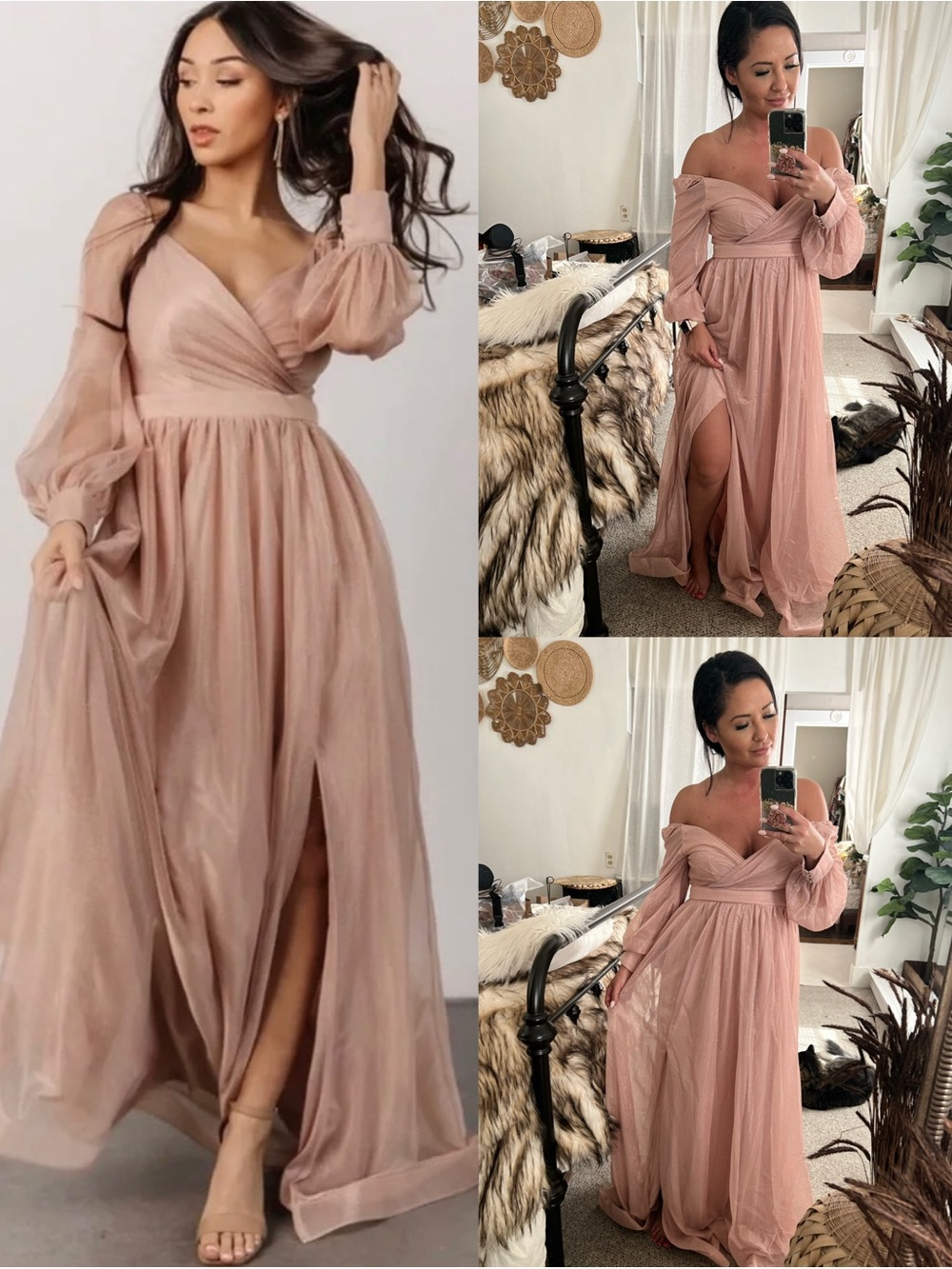Baltic Born Dusty Rose Off-Shoulder Tulle Maxi Dress